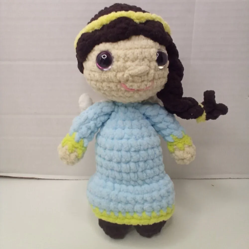 Crochet Angel Doll Handmade Braided Hair Wings 10